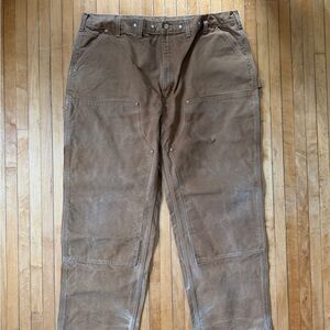 VTG Carhartt Double Knee Canvas Carpenter Pants B01 BRN Made in USA Mens 44x30*